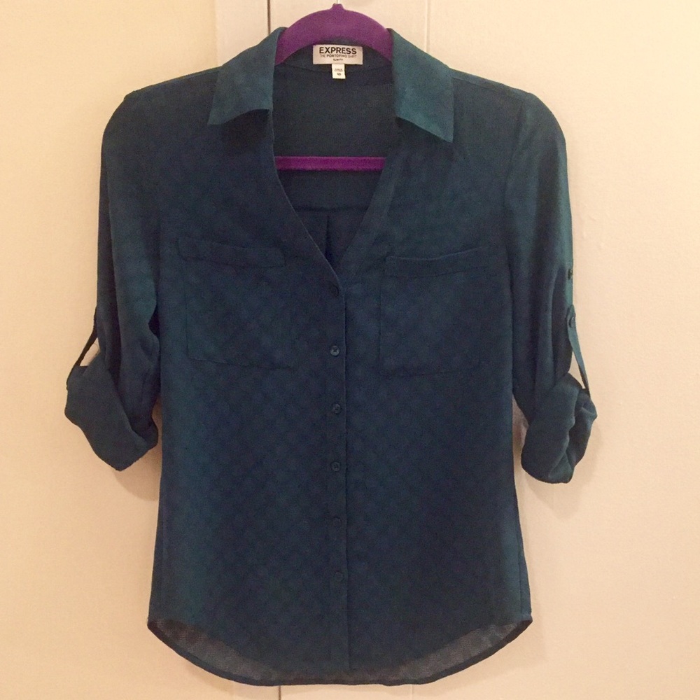 Green button down shirt