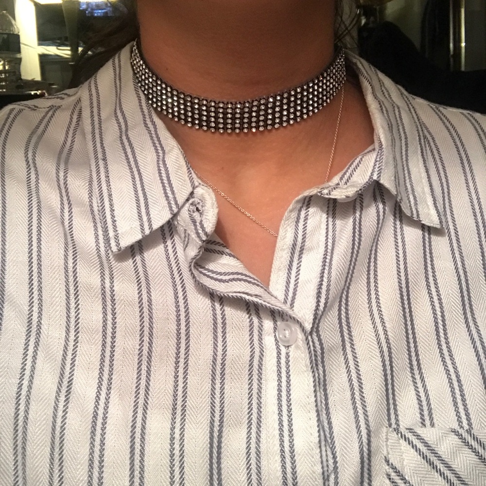 Black Choker With Rhinestones