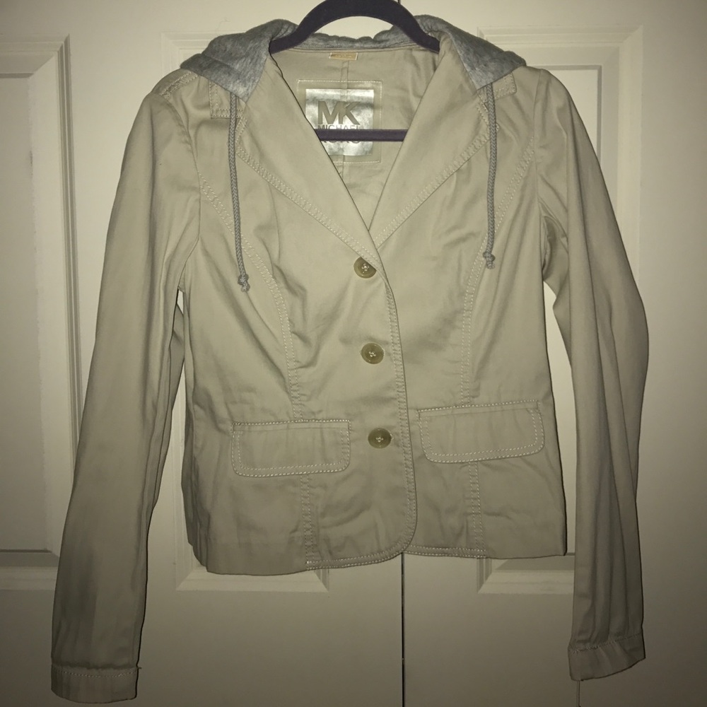 MICHAEL KORS dune colored hooded blazer