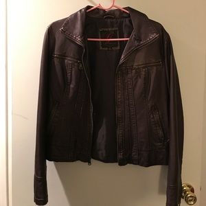 Purple Metallic Faux Leather Jacket