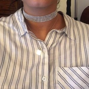 Silver Choker With Rhinestones