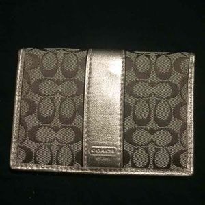Coach khaki and metallic card case wallet