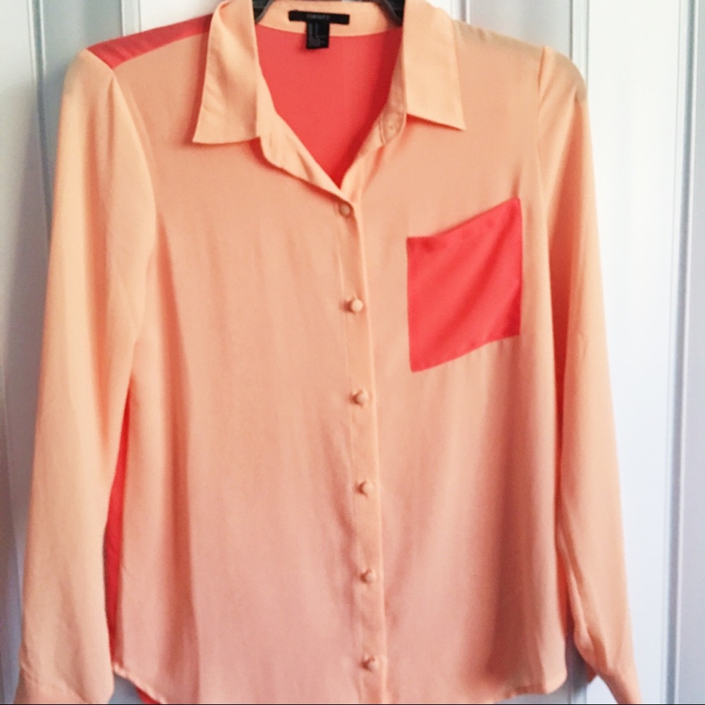 Peach/Coral Colorblock Blouse