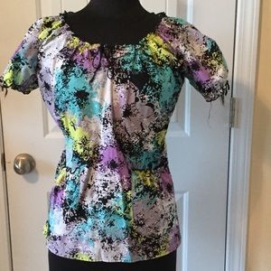 Peaches colorful scrub top