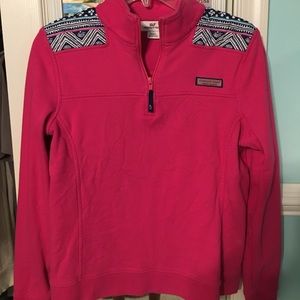 Pink and patterned vineyard vines pullover