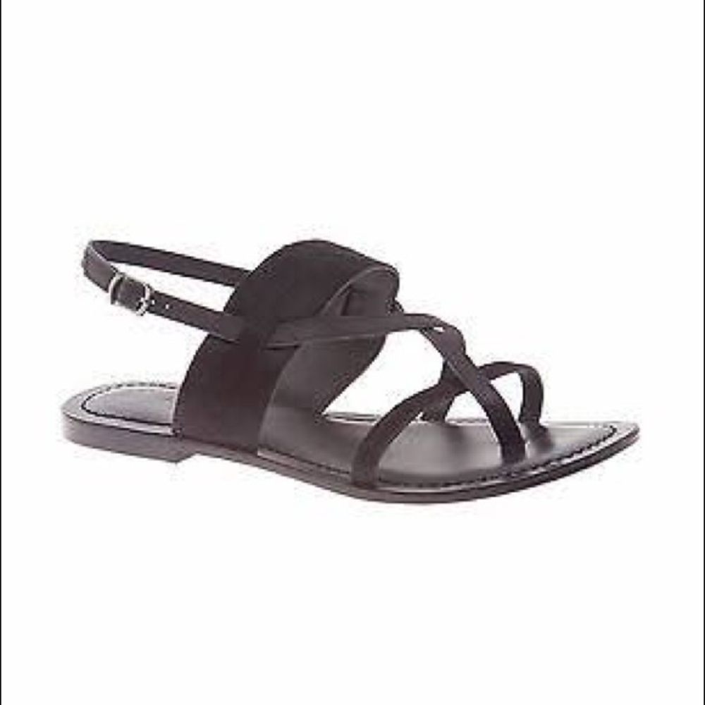 Black leather calf hair sandals