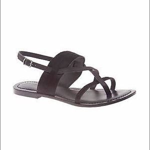 Black leather calf hair sandals