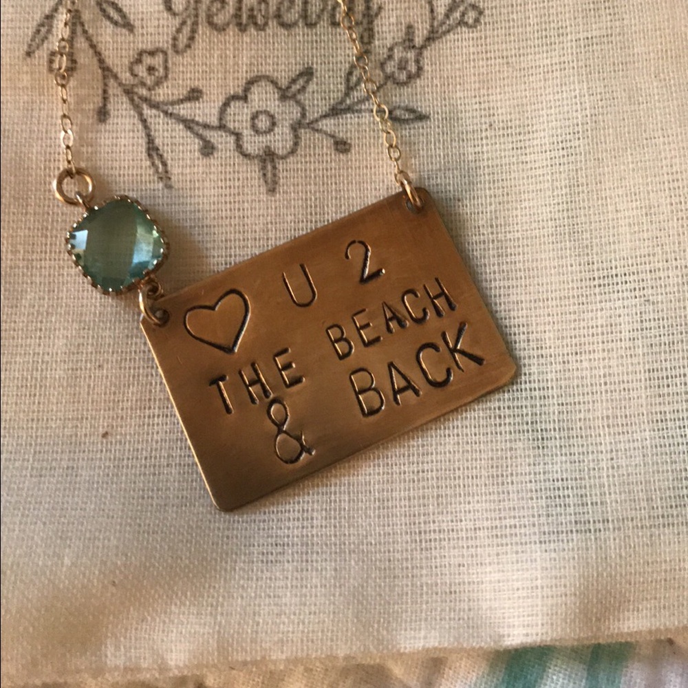 Stamped necklace “love you to the beach in back” - Picture 2 of 3
