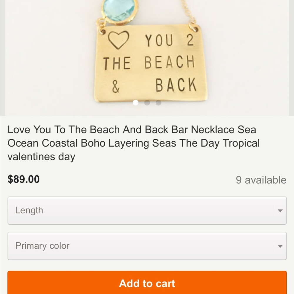 Stamped necklace “love you to the beach in back”
