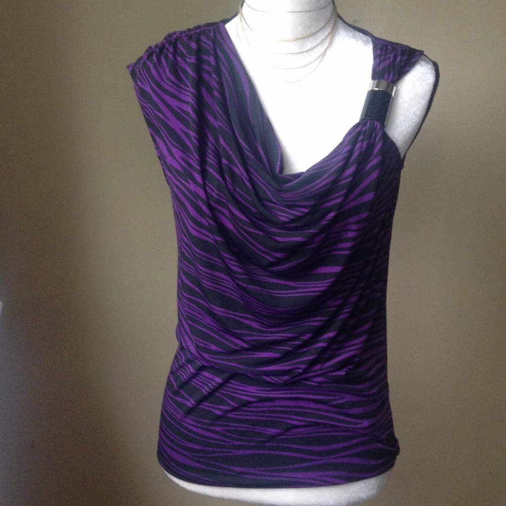 PRICEDROP! Michael Kors Purple Print Draped Top