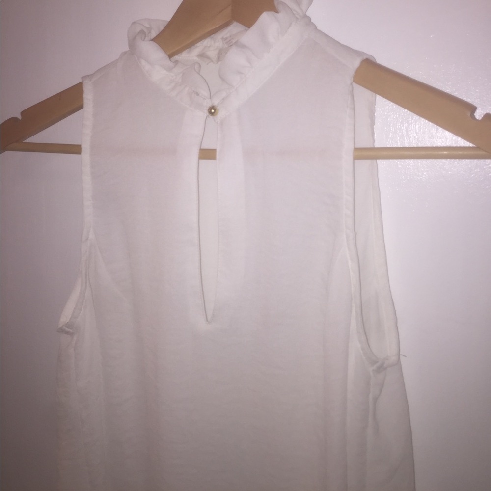 Sheer ruffled collar blouse