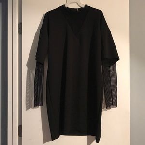 Mesh sleeve dress