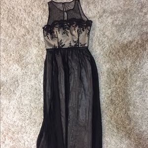 Black with nude evening dress.