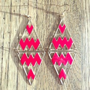 Red Chevron Earrings