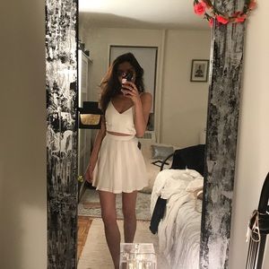 Nasty Gal cream colored flare skirt (high-waist)