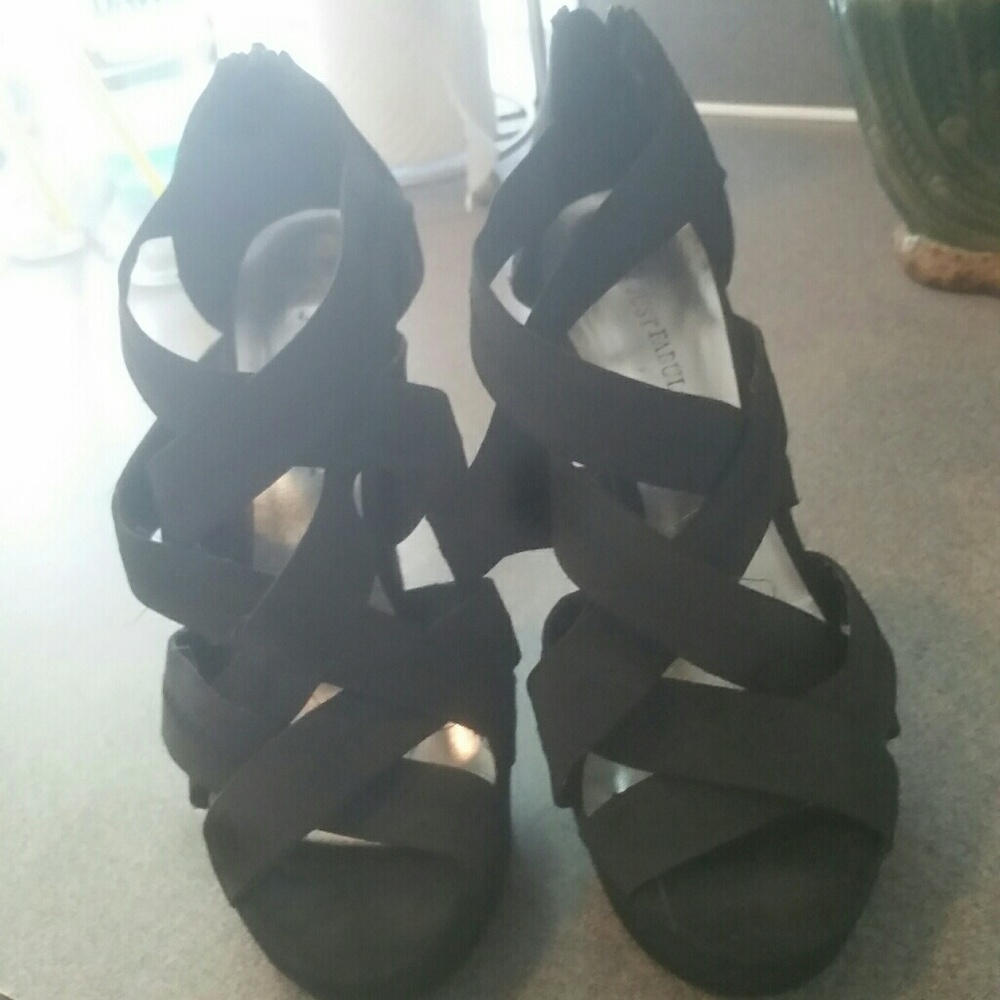 Black strap heels