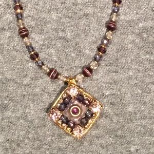 Gorgeous Michal Golan purple and gold necklace