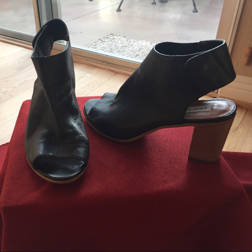 Black open toe booties