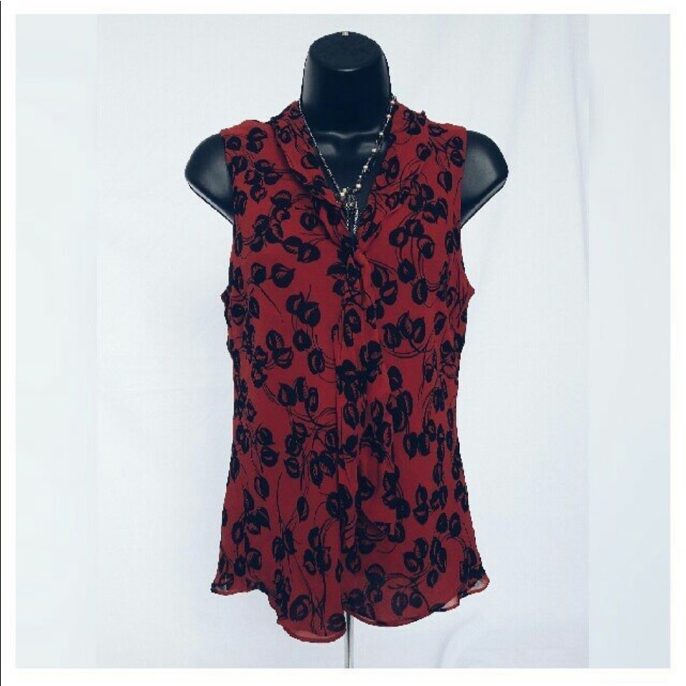 Ann Taylor Loft - Red Tie Neck Blouse