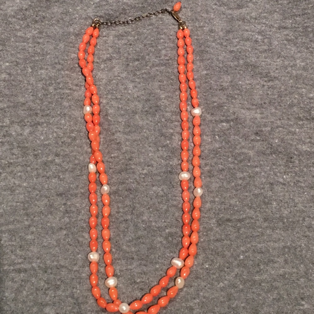 Coral and Pearl costume necklace
