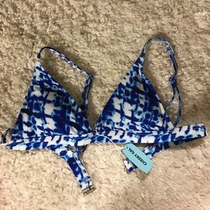 Blue tie-dye swim top