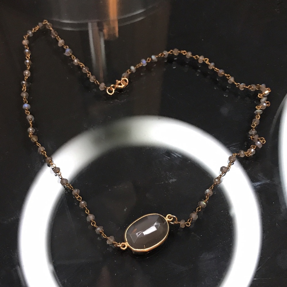 Rosary Chain Stone Short Necklace