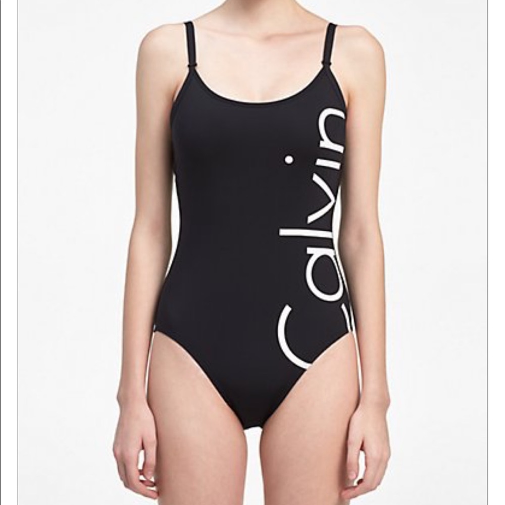 Black Calvin Klein one piece swimsuit bodysuit