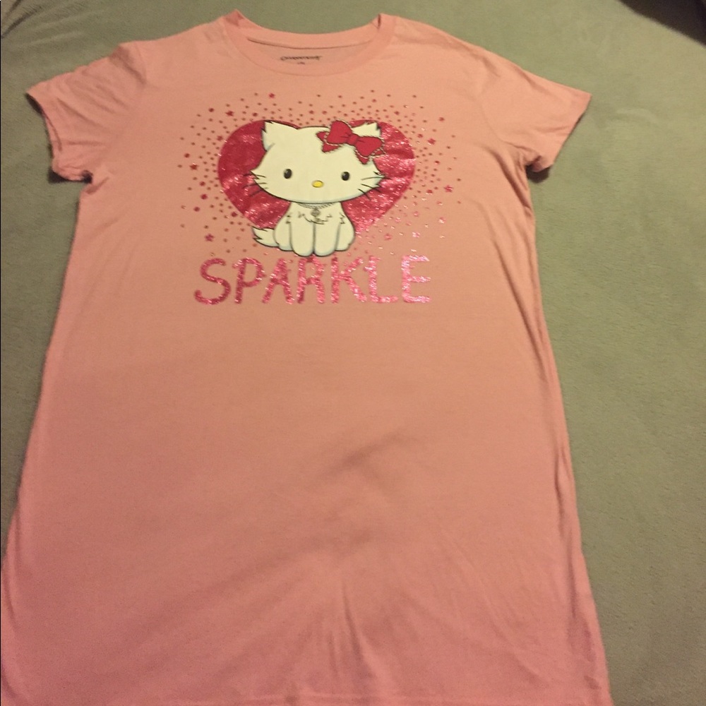 Lg/xl sparkle hello kitty pajama shirt, sparkles