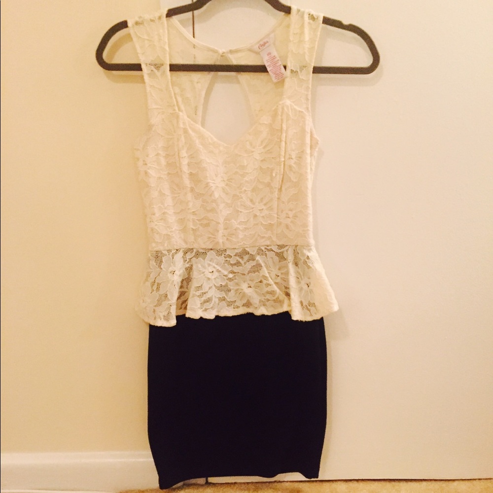 Cream and black dress