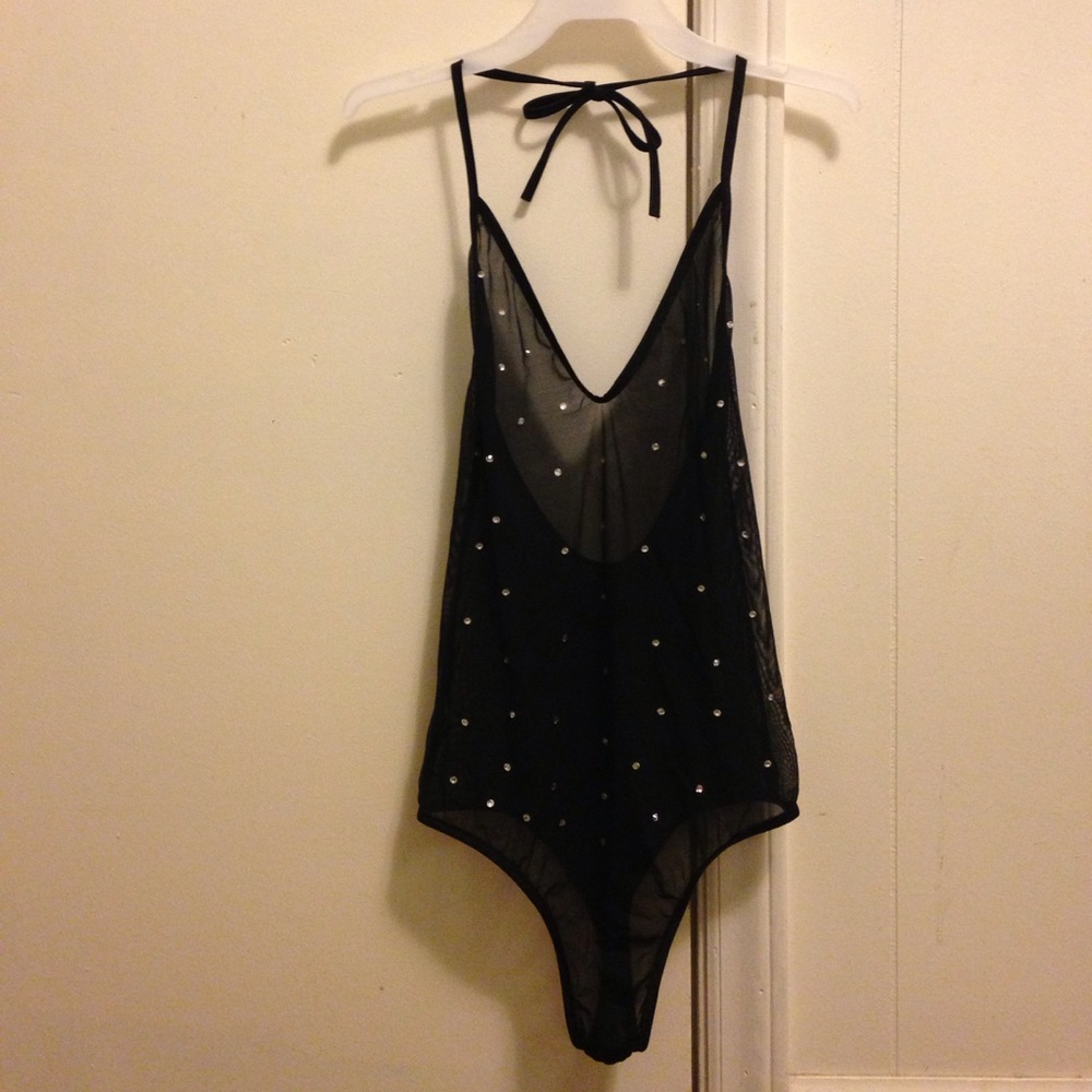 Bedazzled Sheer Black Bodysuit!