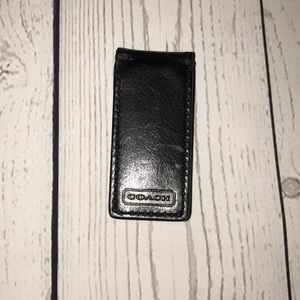 Coach Black Leather Magnetic Money Clip