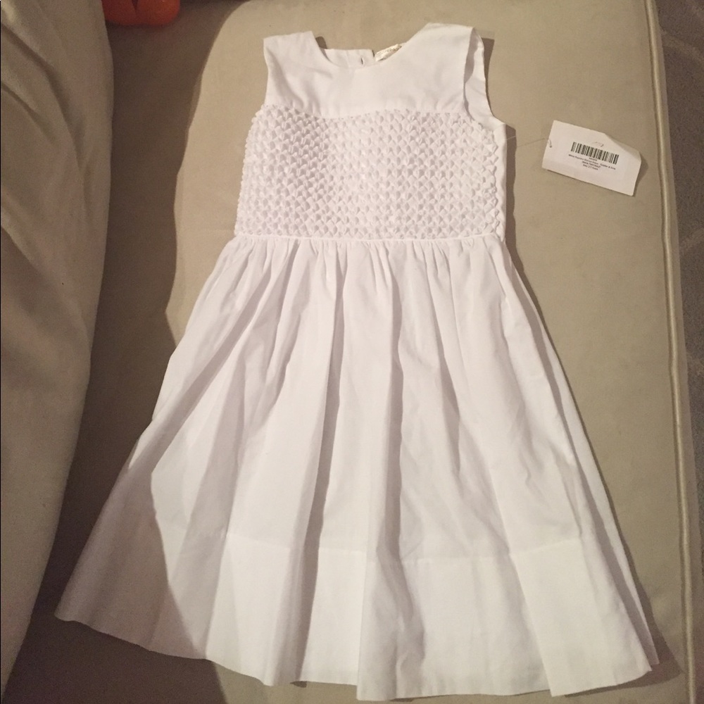 Toddler girls white dress Rosalina popcorn dress