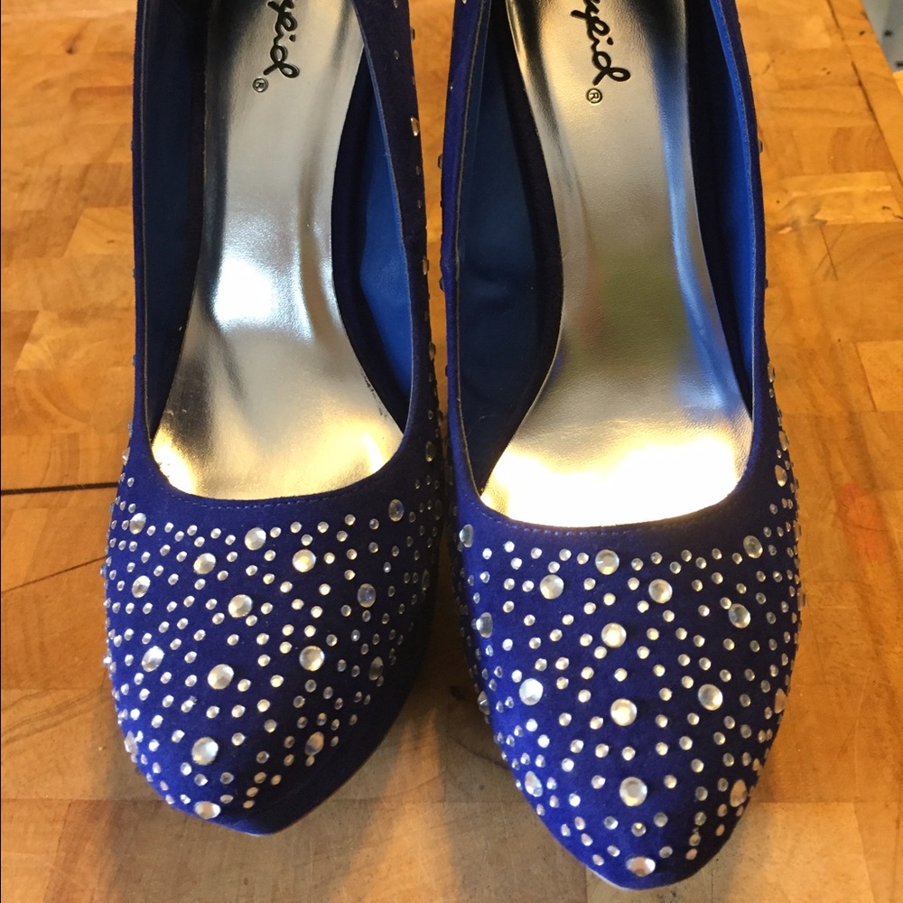 Royal blue party stilettos - Picture 2 of 3