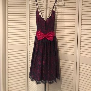 Scott McClintock dress. Magenta and navy.
