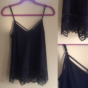 Express Black Lace Trim Tank Top