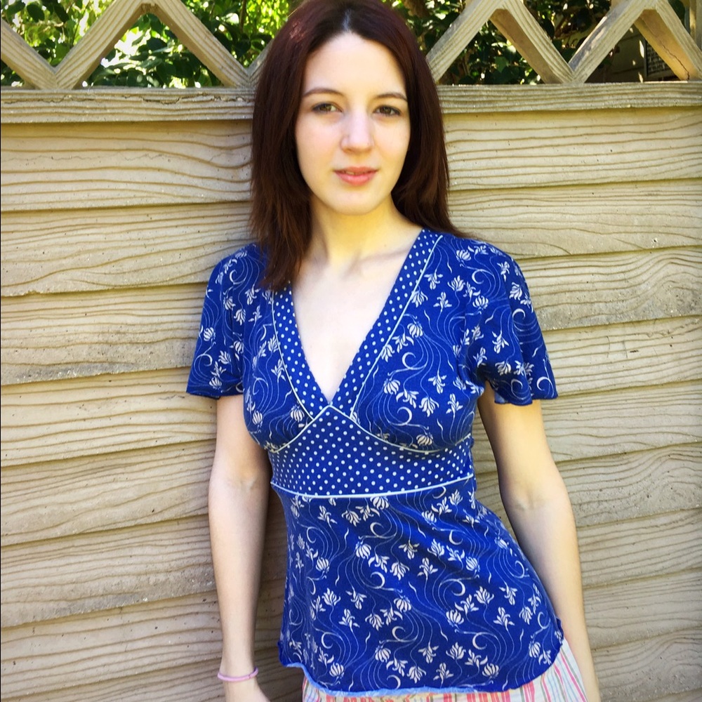 Gorgeous Blue Kimono Tie-back Top
