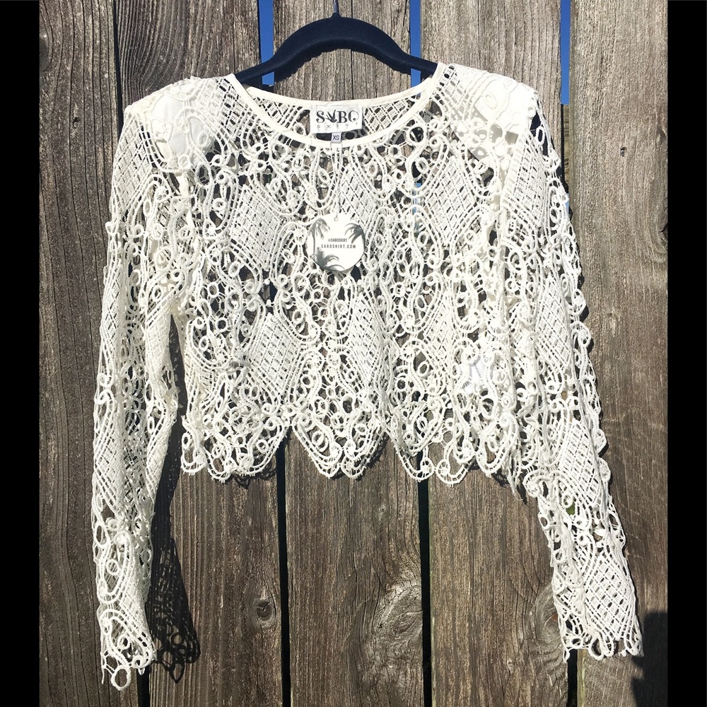 NWT Sabo Skirt White Crop Top. Size XS