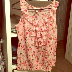Loft M pink floral print blouse