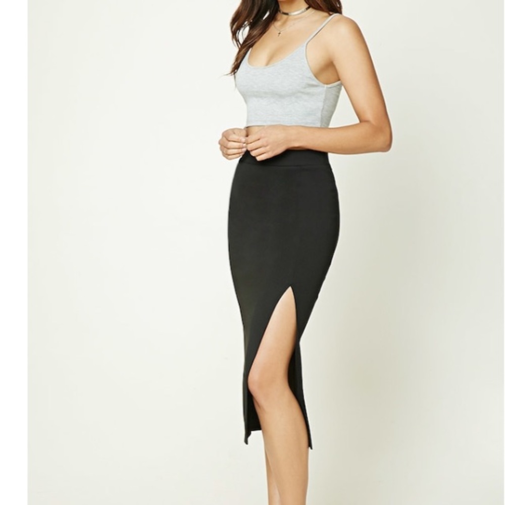 🌟LAST DAY🌟Side-slit midi black skirt