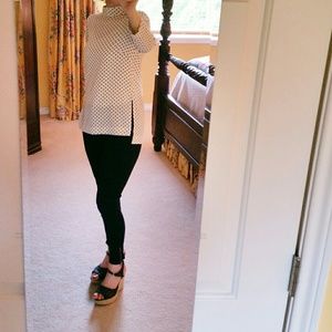 H&M BLACK POLKA-DOT TUNIC TOP