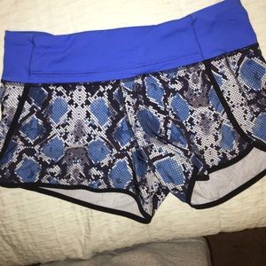 Blue snakeskin lululemon shorts