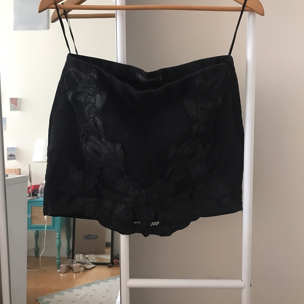 Leather and Lace Mini Skirt