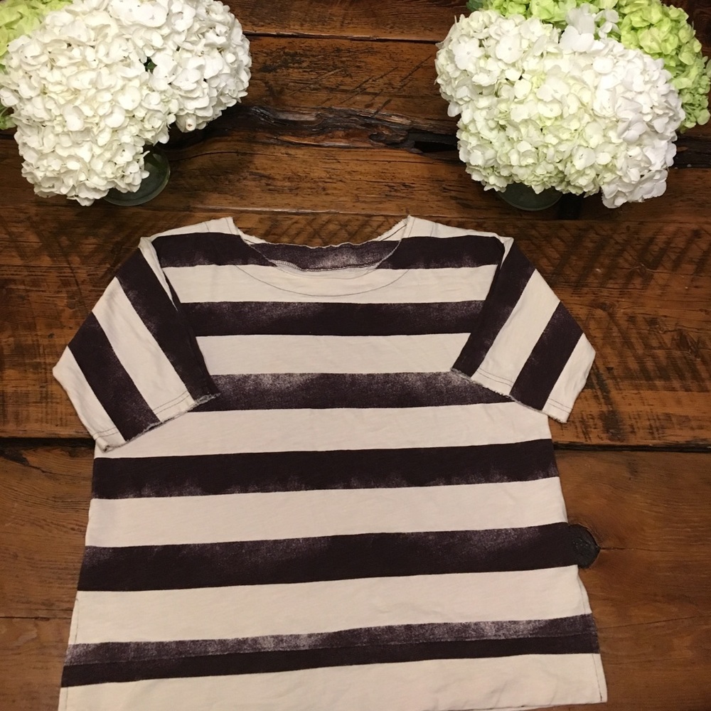 Madewell Oversized Burgundy Stripe Top