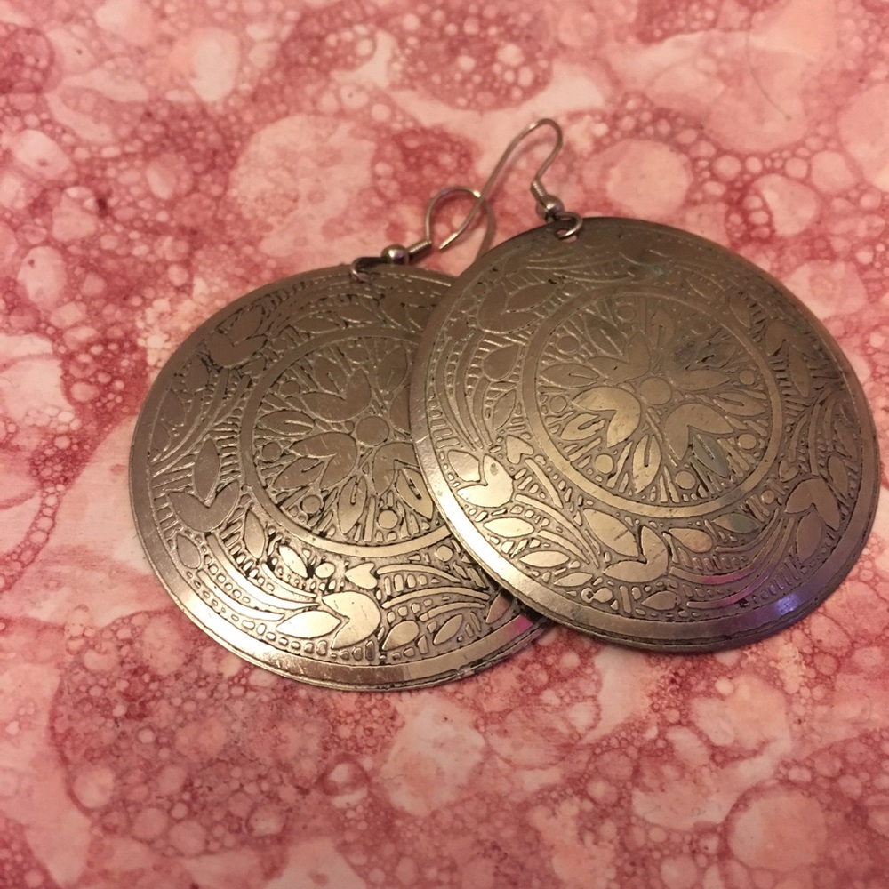 Bohemian Patterned Silver Earrings