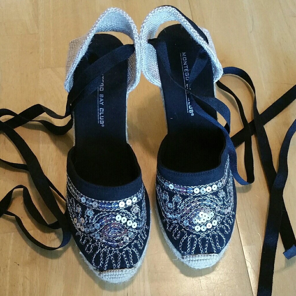 Montego Bay Club Ribbon Tie Espadrille Wedges