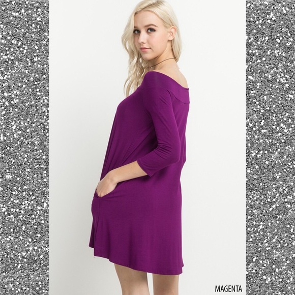 Plum On/Off Shoulder Dress - Picture 2 of 3