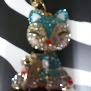 Blue Crystal Fox on scooter keychain