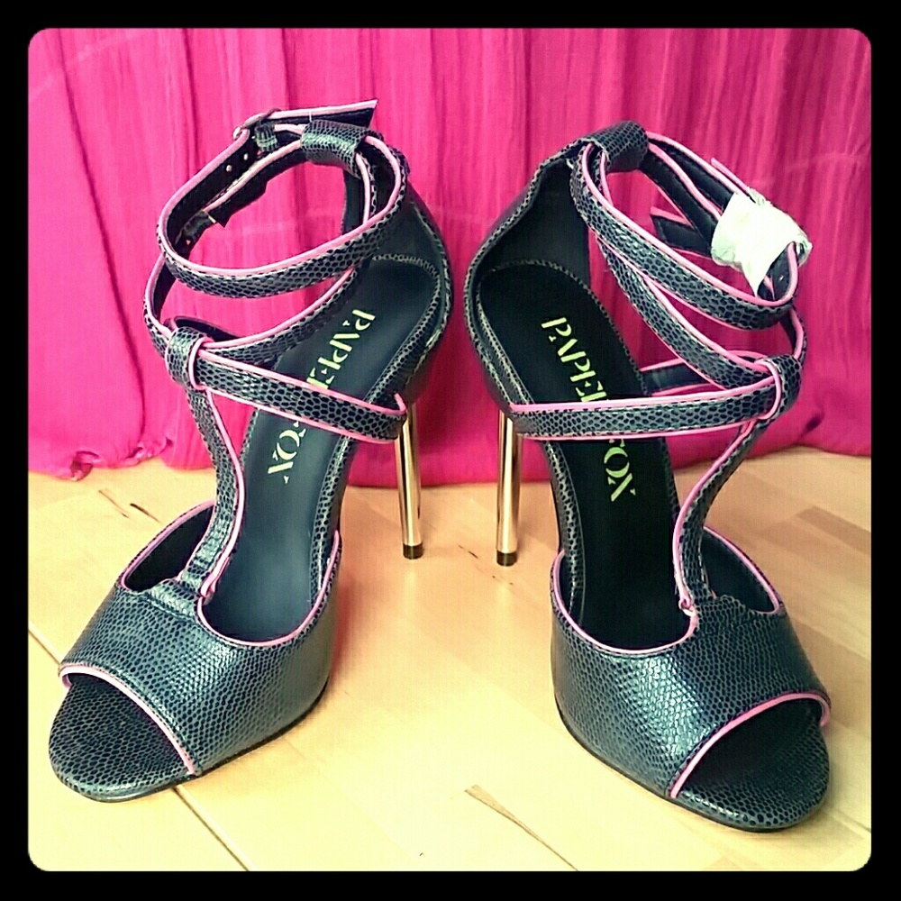 NWOB Paper Fox ABRA T-Strap Stiletto Peep-Toe Heel
