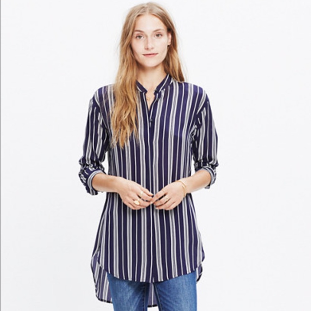 Madewell silk tunic shirt in stripe