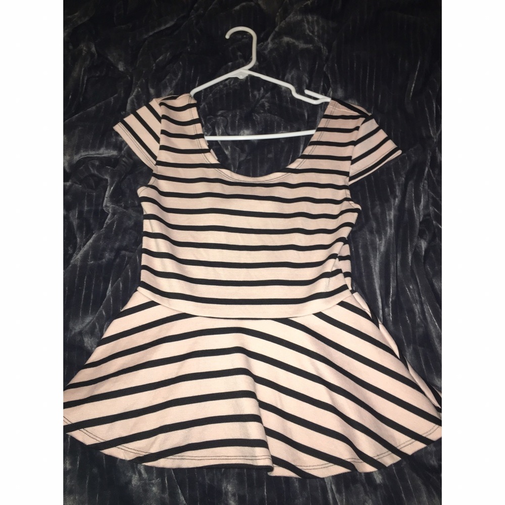 Open Back Striped Peplum Top